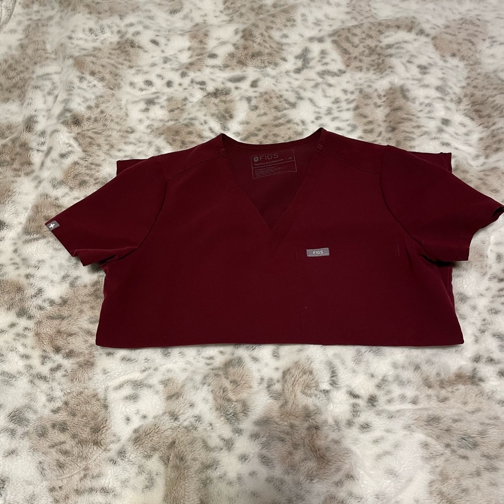 FIGS Catarina Scrub Top-  Burgundy in XS. Used in good condition.